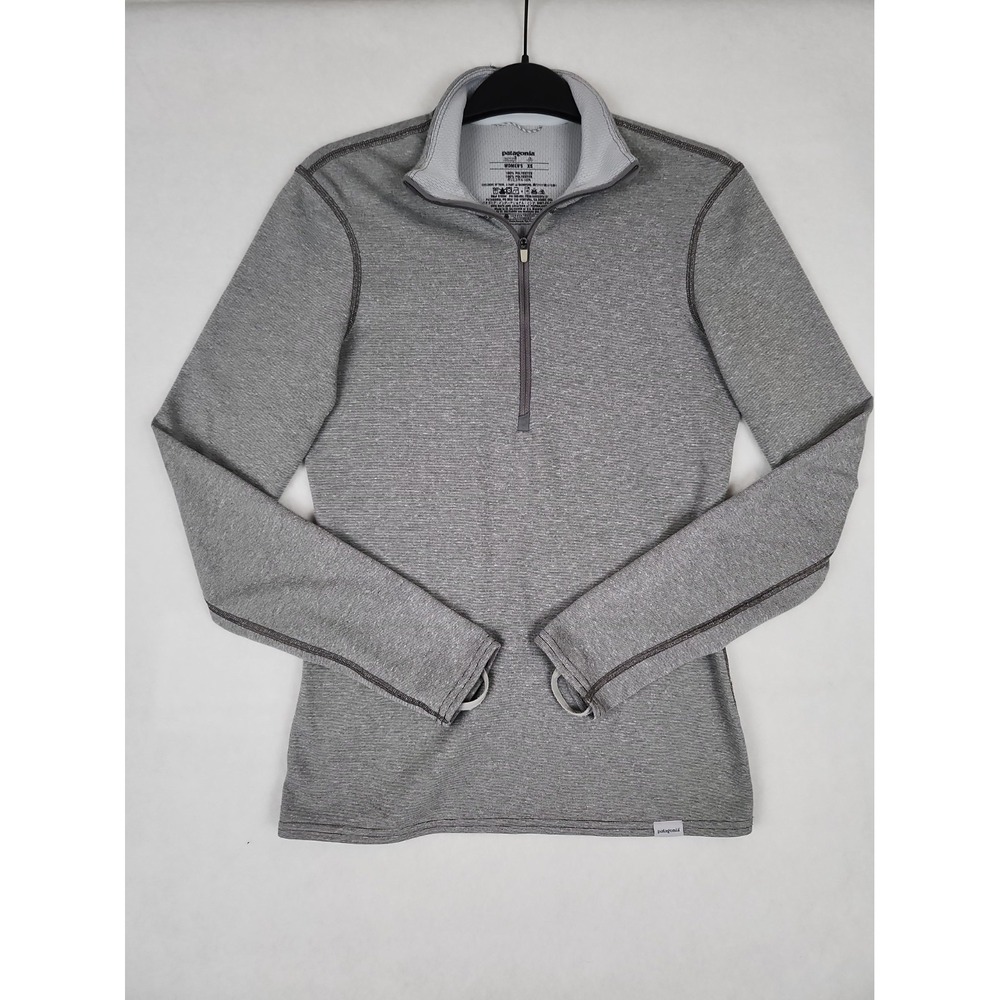 Patagonia Capilene Mid Weight Base Layer 3 Large Gray 1/4 Zip Womens XS Pullover